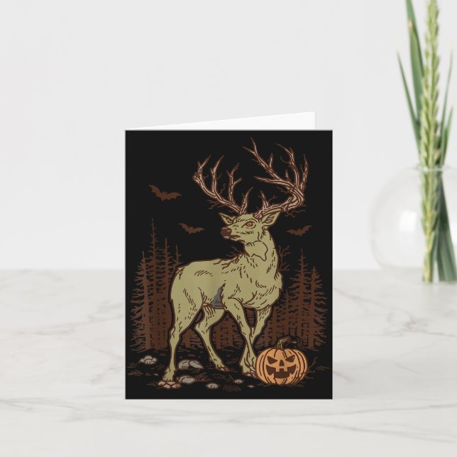 Halloween Soky Deer Antler Zombie Rustic Buck Fall Card (Front)