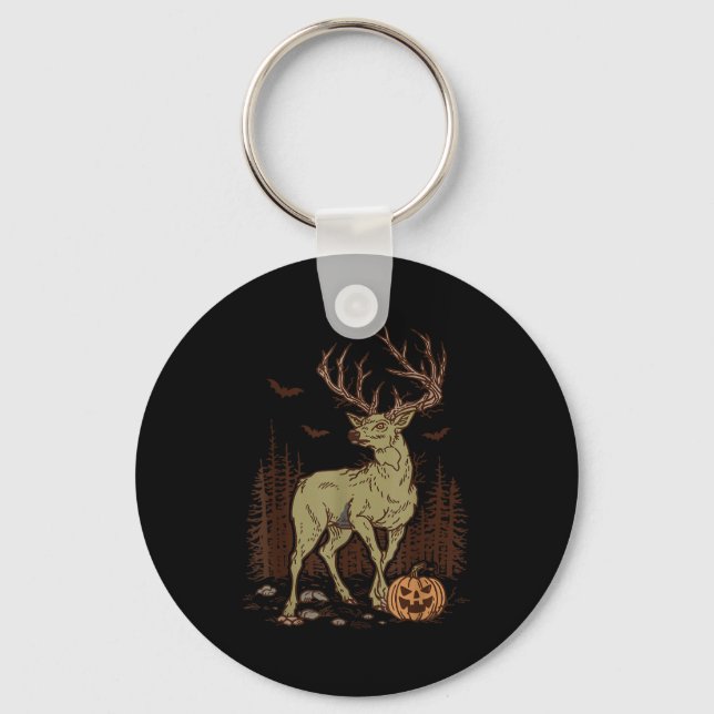 Halloween Soky Deer Antler Zombie Rustic Buck Fall Key Ring (Front)