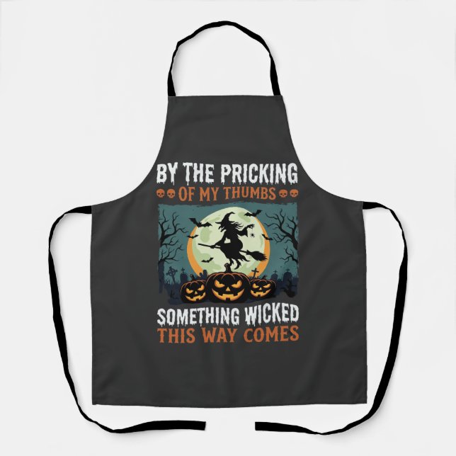 Halloween Something Wicked Witch Pumpkin Vintage Apron (Front)