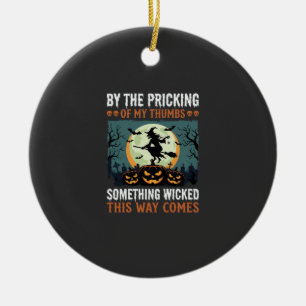 Halloween Something Wicked Witch Pumpkin Vintage Ceramic Tree Decoration