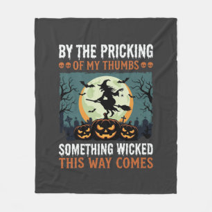 Halloween Something Wicked Witch Pumpkin Vintage Fleece Blanket