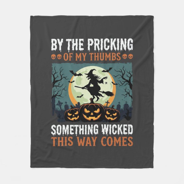 Halloween Something Wicked Witch Pumpkin Vintage Fleece Blanket (Front)