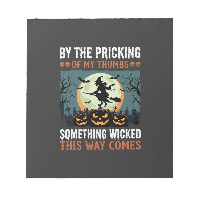 Halloween Something Wicked Witch Pumpkin Vintage Notepad (Front)