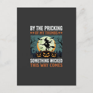 Halloween Something Wicked Witch Pumpkin Vintage Postcard