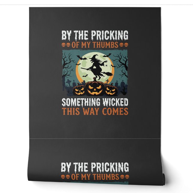 Halloween Something Wicked Witch Pumpkin Vintage Wallpaper (Unrolling)