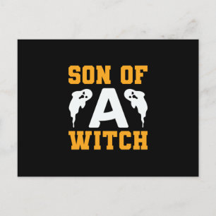Halloween Son Of A Witch Birthday Postcard