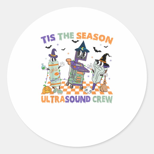 Halloween Sonography Retro Tis The Season Ultrasou Classic Round Sticker (Front)
