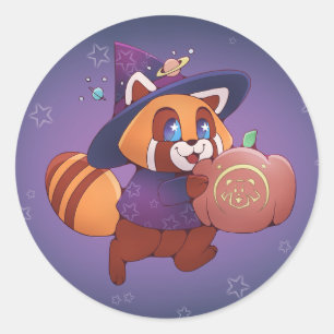 Halloween Space Panda Classic Round Sticker