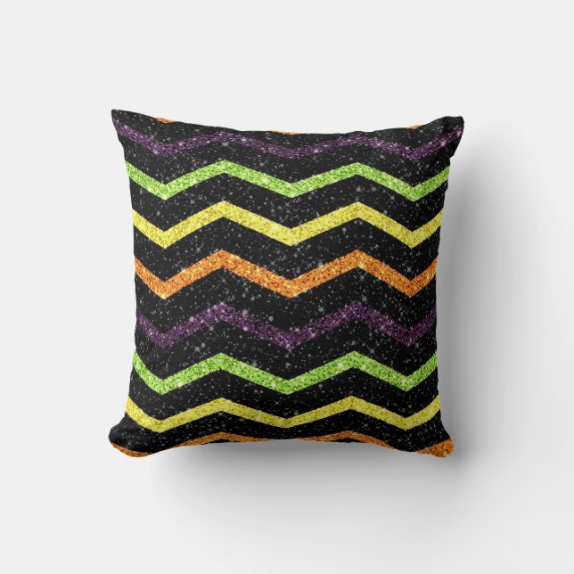 Halloween Sparkle Zig Zag Cushion (Front)