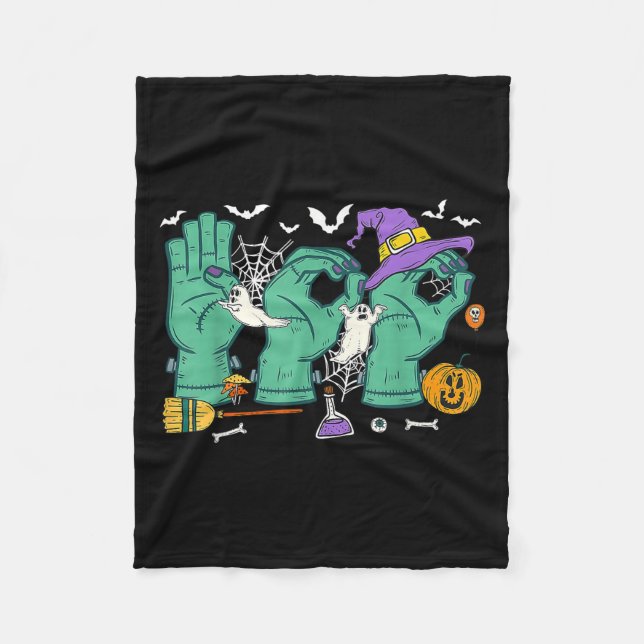 Halloween Sped Teacher Boo In Asl Boo Hands Sign L Fleece Blanket (Front)