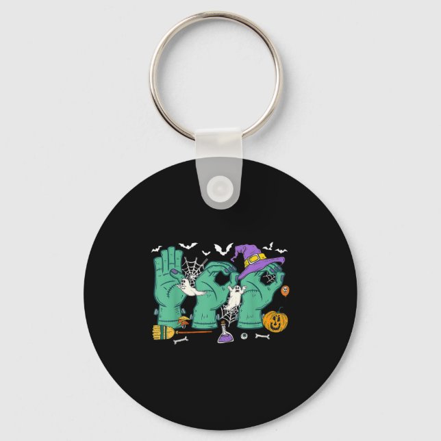 Halloween Sped Teacher Boo In Asl Boo Hands Sign L Key Ring (Front)