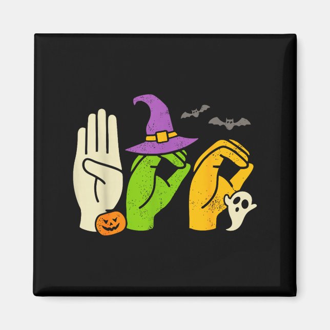 Halloween Sped Teacher Boo In Asl Boo Hands Sign L Magnet (Front)