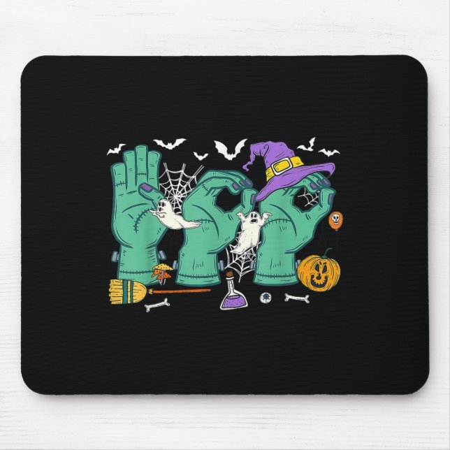 Halloween Sped Teacher Boo In Asl Boo Hands Sign L Mouse Mat (Front)