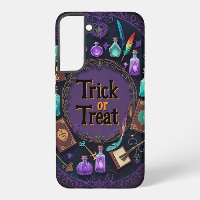 Halloween Spellbook Potion Wreath Trick or Treat Samsung Galaxy S22+ Case (Back)
