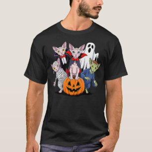 Halloween Sphynx Cat Ghost Vampire Mummy T-Shirt
