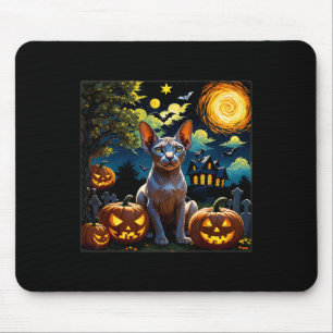 Halloween Sphynx Starry Night Mouse Mat