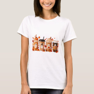 Halloween Spice Ghosts – Cosy Autumn Coffee T-Shirt