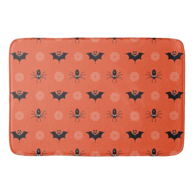 Halloween spider, bat & cobweb pattern bath mat (Front)