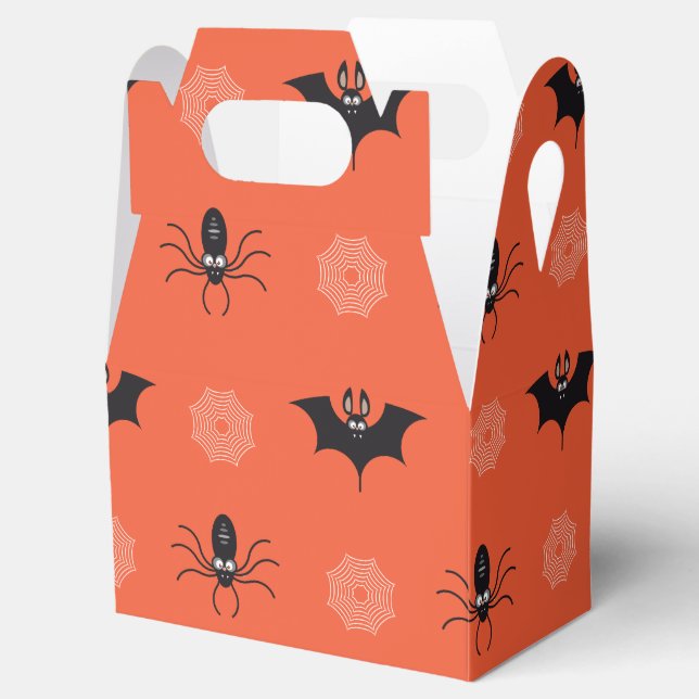 Halloween spider, bat & cobweb pattern favour box (Opened)