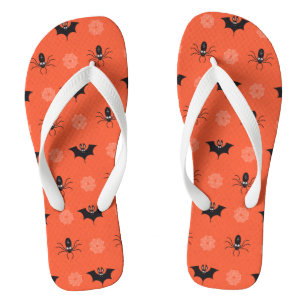 Halloween spider, bat & cobweb pattern flip flops