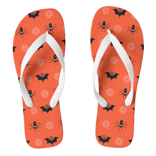 Halloween spider, bat & cobweb pattern flip flops (Footbed)
