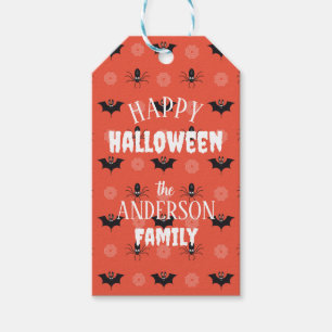 Halloween spider, bat & cobweb pattern gift tags