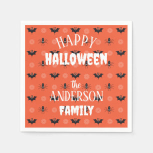 Halloween spider, bat & cobweb pattern napkin
