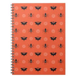 Halloween spider, bat & cobweb pattern notebook