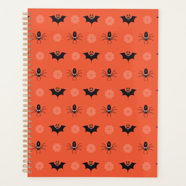 Halloween spider, bat & cobweb pattern planner (Front)