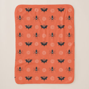 Halloween spider, bat & cobweb pattern sherpa blanket