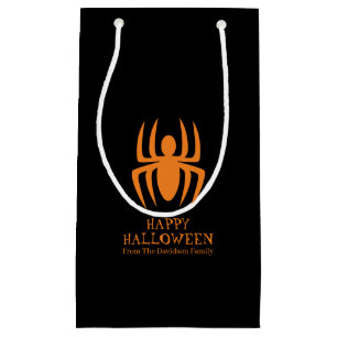 Halloween spider black orange spooky custom treat small gift bag