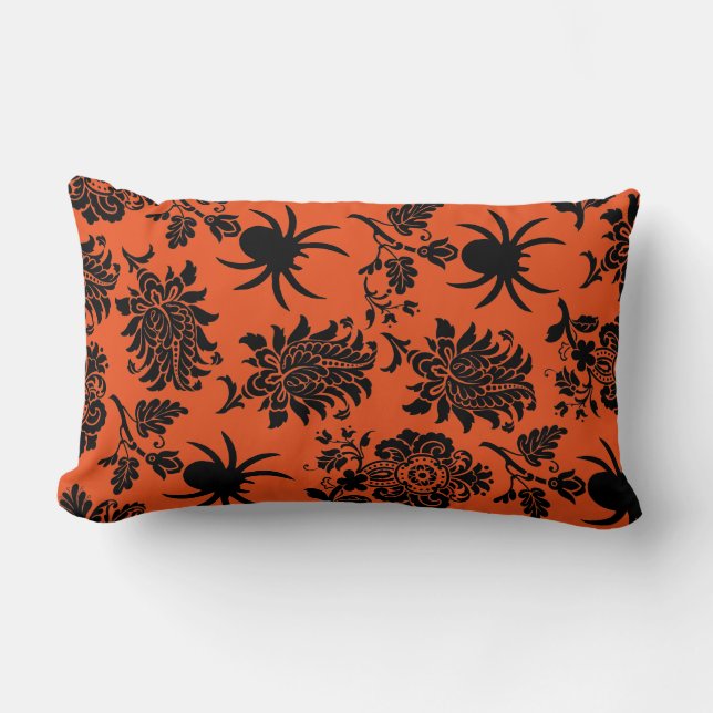Halloween Spider Damask Pillow (Front)