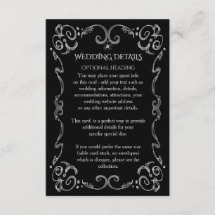 Halloween Spider Gothic Scroll Wedding Details Enclosure Card