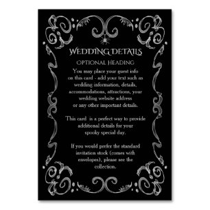 Halloween Spider Gothic Scroll Wedding Details Table Number