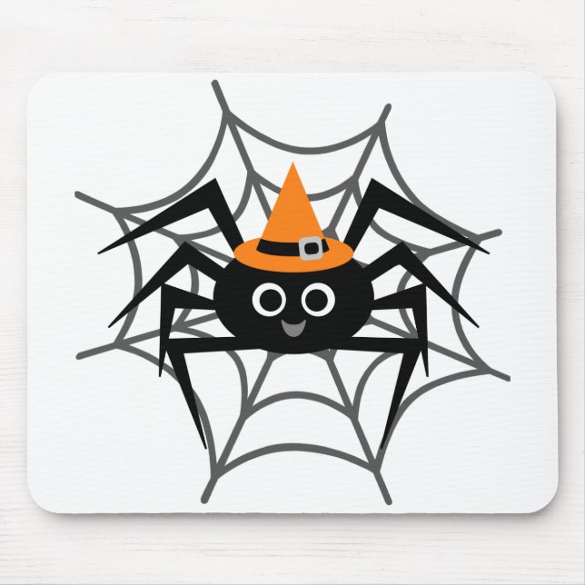 Halloween Spider in Web Tshirts and Gifts Mouse Mat (Front)