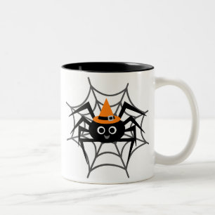 Halloween Spider in Web Tshirts and Gifts Two-Tone Coffee Mug