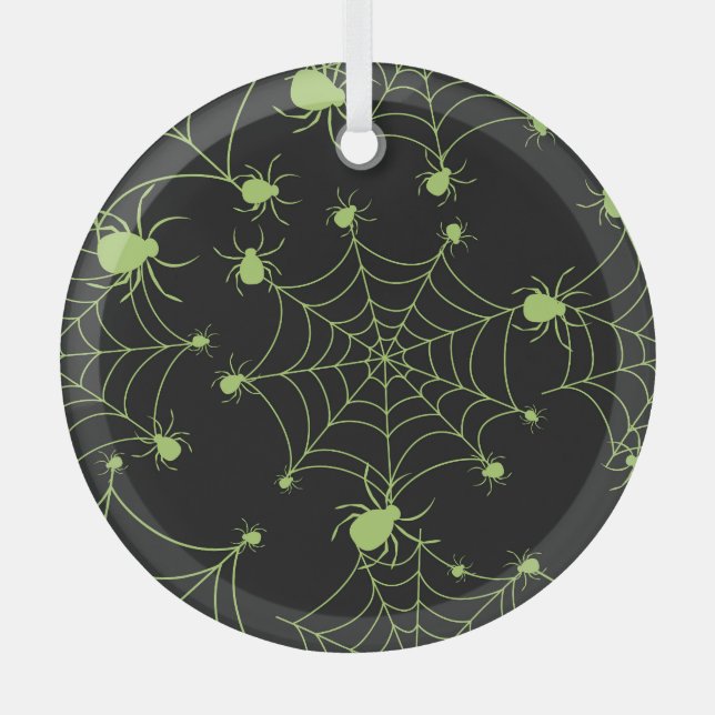 Halloween Spider Net Creative Pattern Glass Tree Decoration (Front)