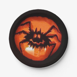Halloween Spider Pumpkin Paper Plate