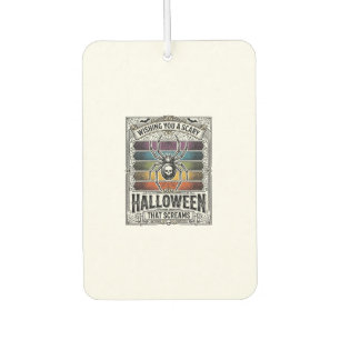 Halloween Spider Scary Retro Engraving Rainbow Web Car Air Freshener