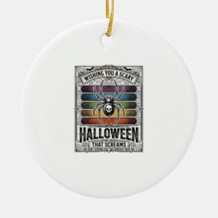 Halloween Spider Scary Retro Engraving Rainbow Web Ceramic Tree Decoration