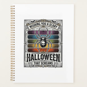 Halloween Spider Scary Retro Engraving Rainbow Web Planner