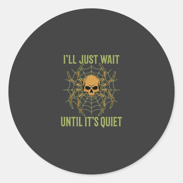 Halloween Spider Skull Quiet Classic Round Sticker (Front)