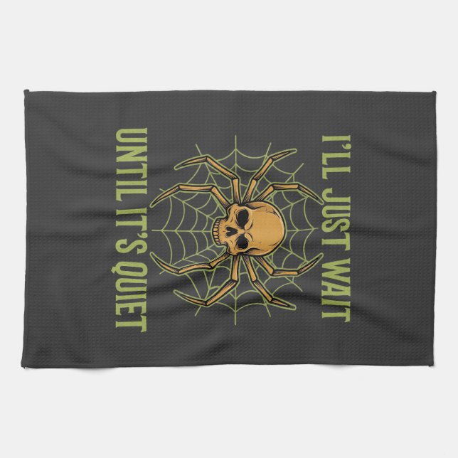 Halloween Spider Skull Quiet Tea Towel (Horizontal)