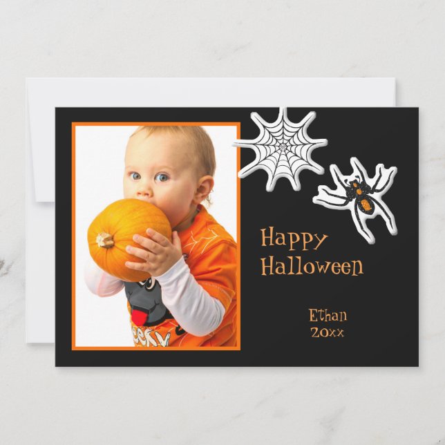 Halloween Spider & Spider Web Photo Frame or Card (Front)