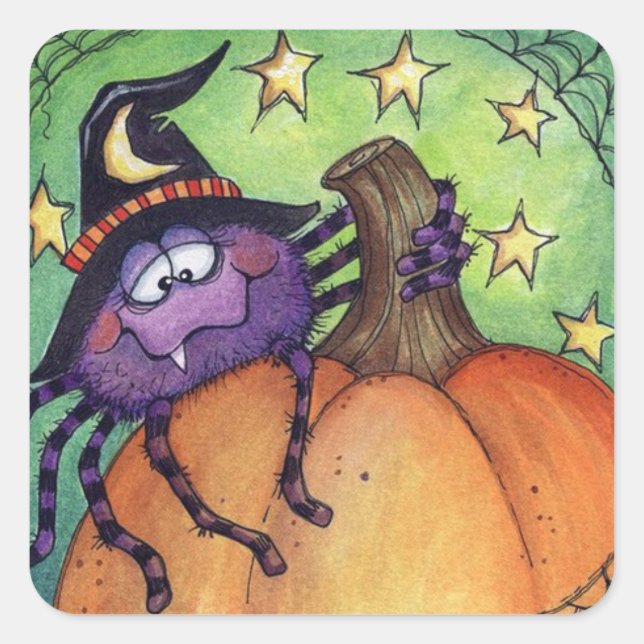 Halloween Spider Square Sticker (Front)