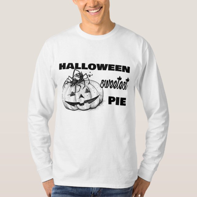 Halloween Spider Thinking Of Pumpkin Pie T-Shirt (Front)