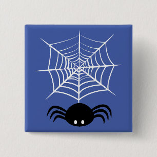 Halloween Spider Web  15 Cm Square Badge