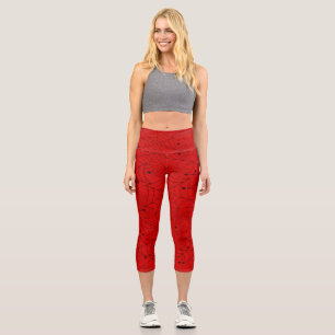halloween spider web acid red capri leggings
