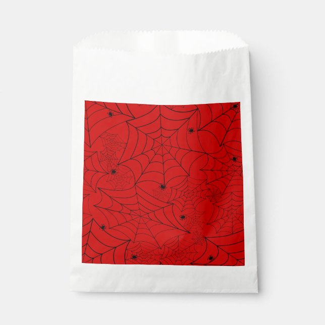 halloween spider web acid red favour bags (Front)