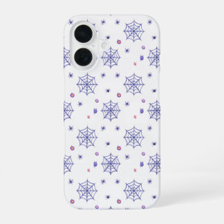 Halloween Spider Web and Candy Pattern iPhone 16 Case
